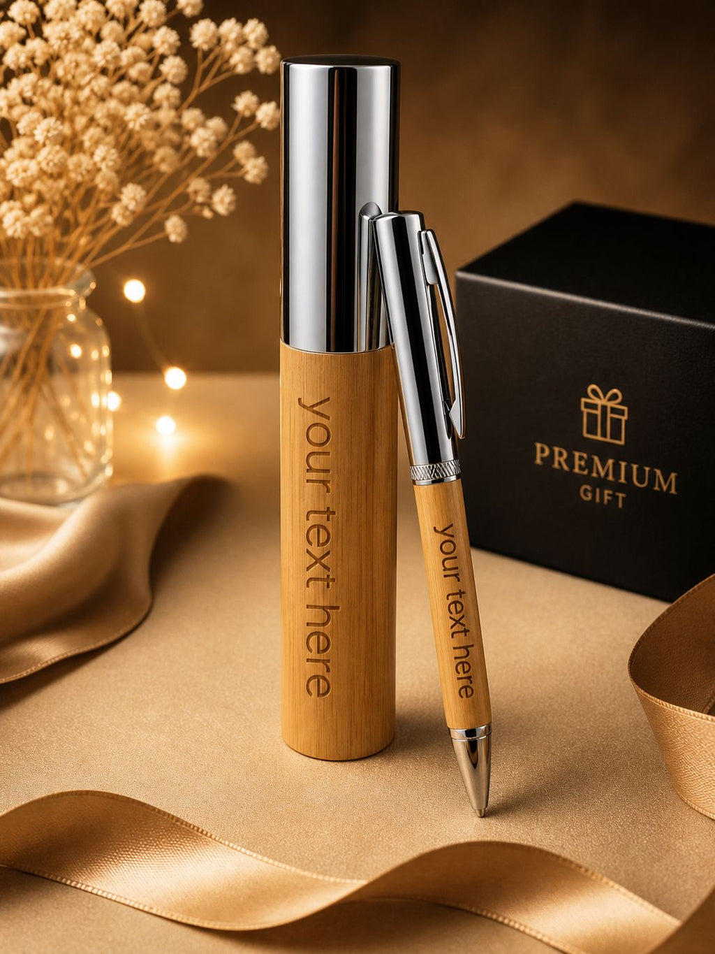 Personalized Bamboo Pen with Case - Engraved Gift