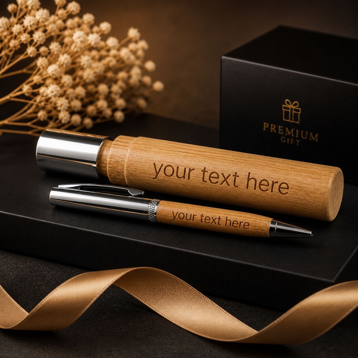 Personalized Bamboo Pen with Case - Engraved Gift