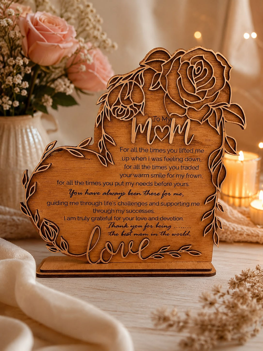 Personalized Wooden Heart Plaque - Custom Gift
