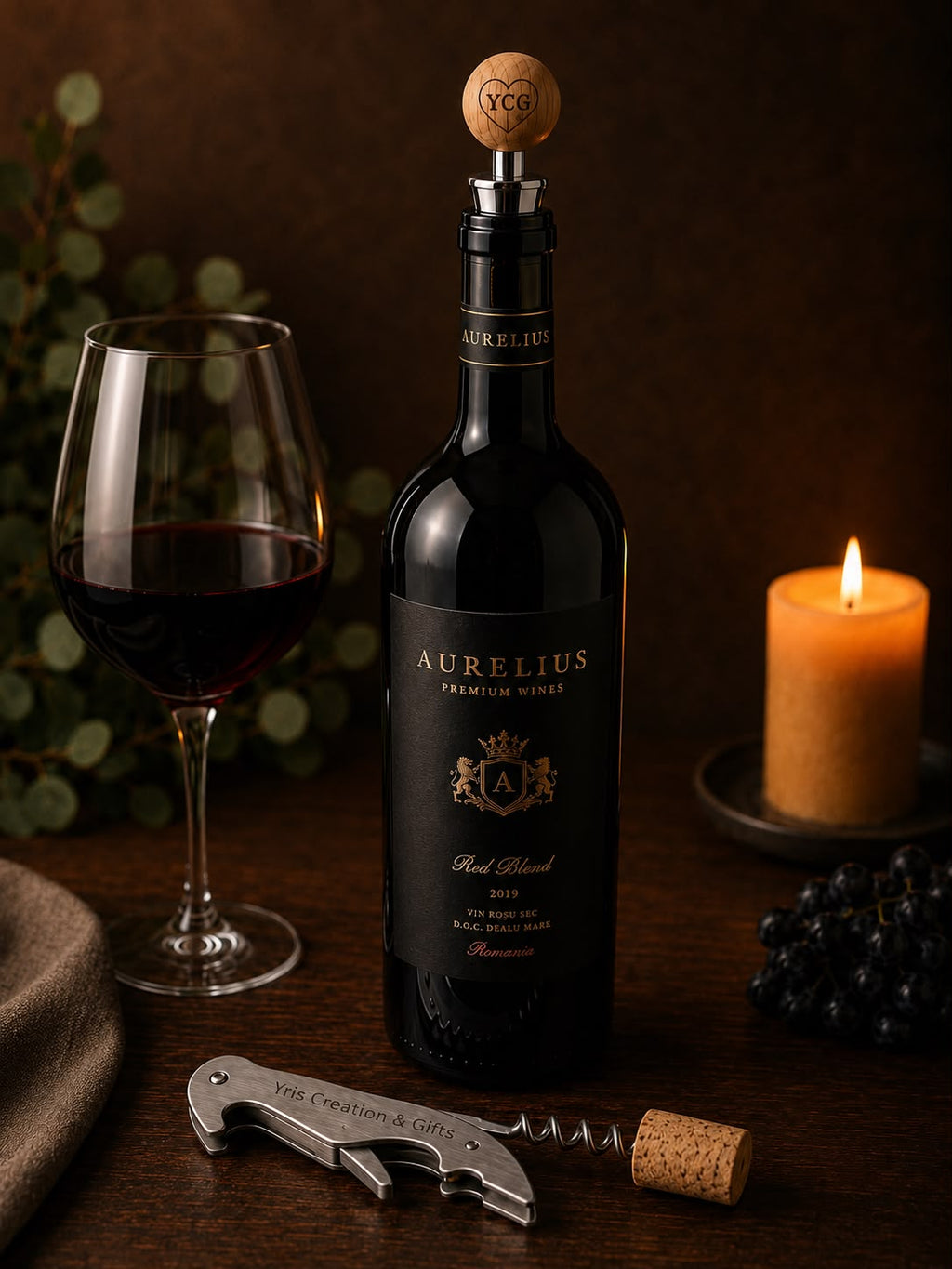 Personalized Wine Accessories Gift Set – Engraved Corkscrew & Wine Stopper Box