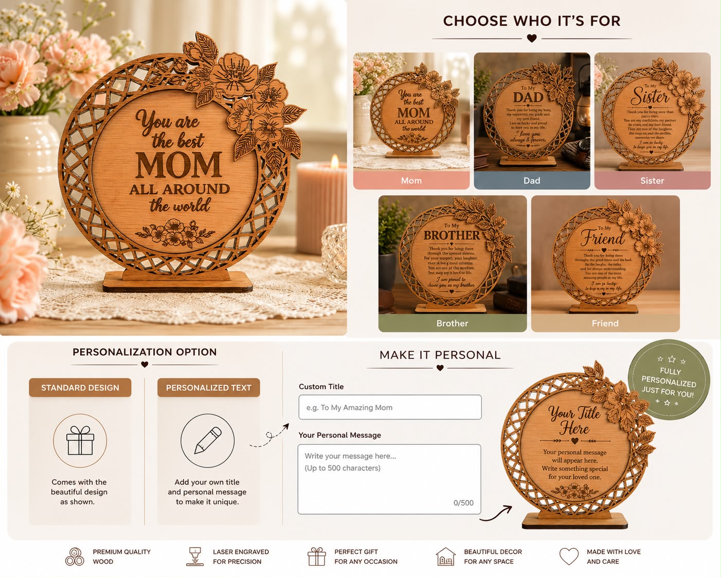 Personalized Wooden Plaque -Gift for Loved Ones