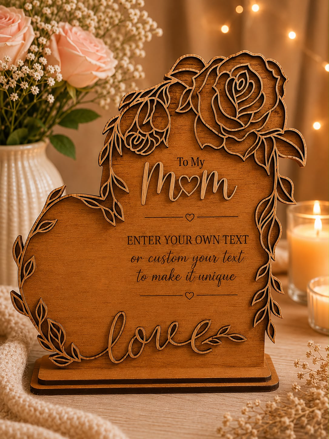 Personalized Wooden Heart Plaque - Custom Gift